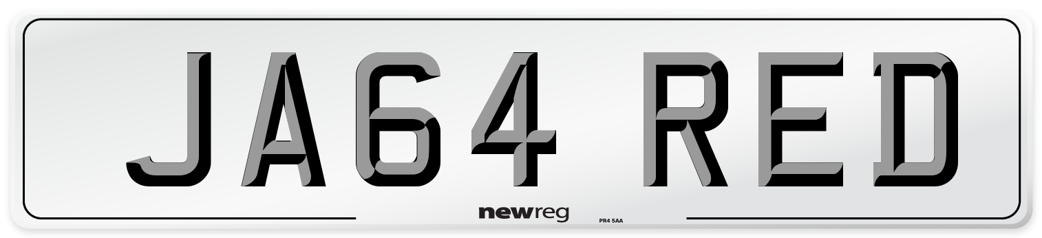 JA64 RED Number Plate from New Reg